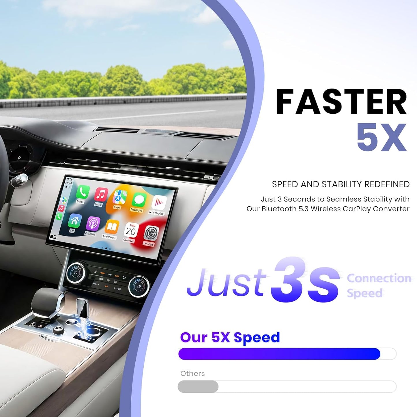 Wireless CarPlay Adapter | Convert Wired to Wireless, USB-C | Adaptateur CarPlay sans fil – Câble vers sans fil, USB-C