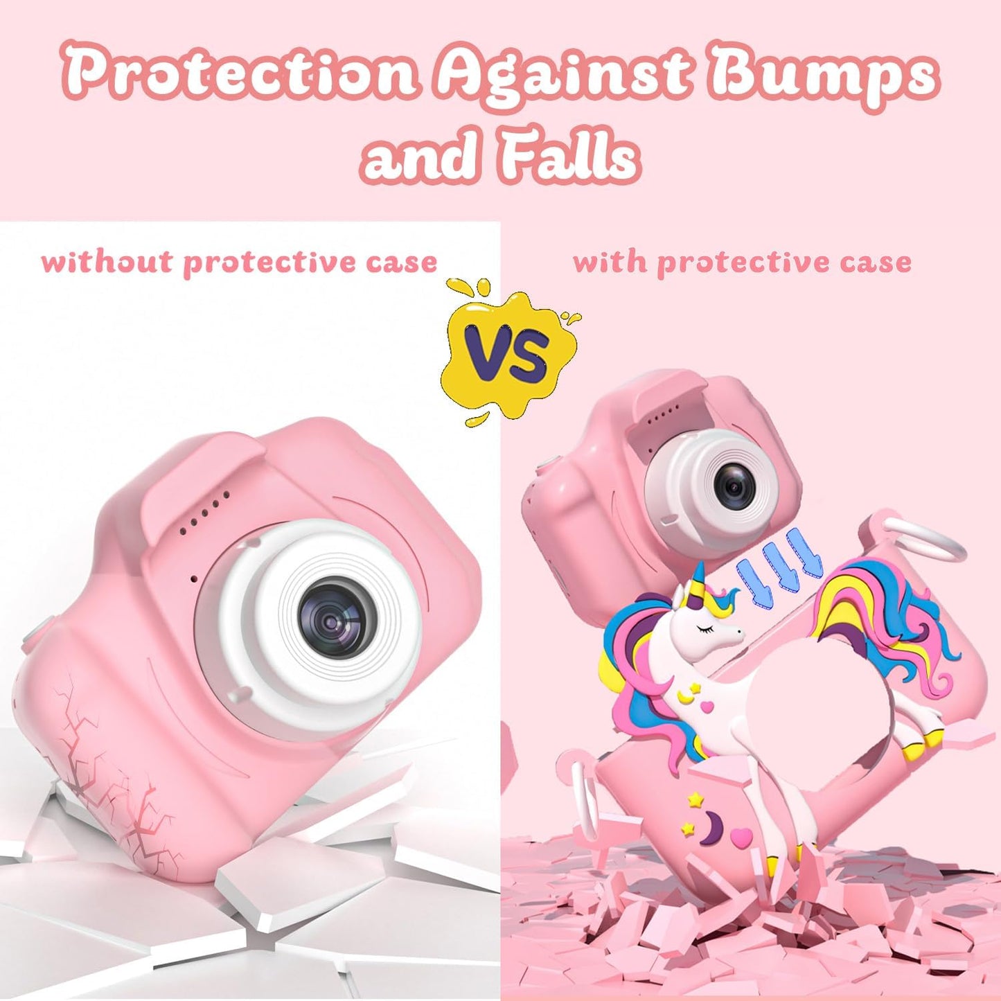 Kids Unicorn Digital Dual Camera for 3-12 Year Old Boys & Girls, HD Video Camcorder, Selfie Mode, Soft Silicone Cover, Perfect Christmas Gift for Fun & Creativity.