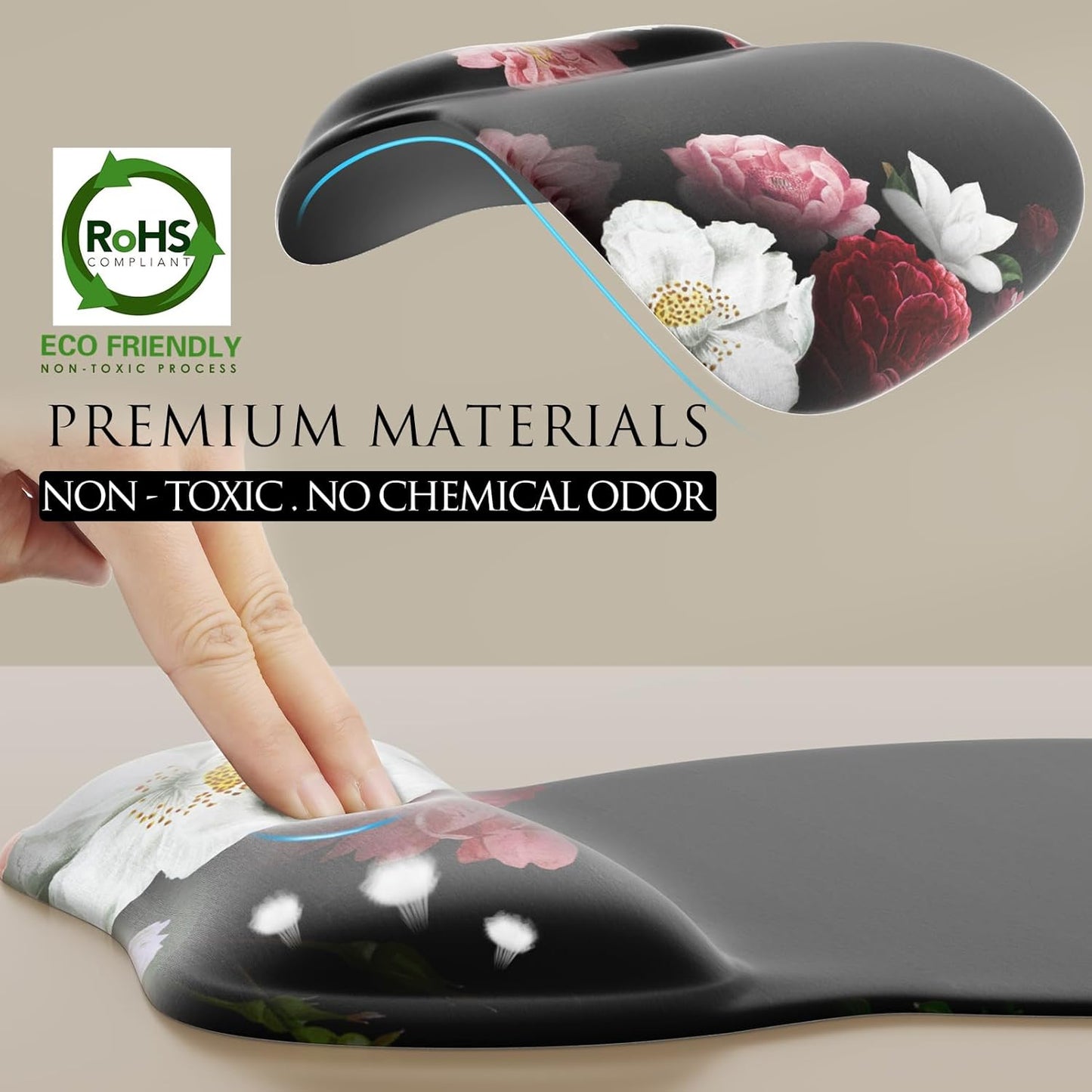 Ergonomic Gel Mouse Pad with Wrist Rest – Non-Slip Base, Smooth Lycra Surface (9.4" x 8.1")