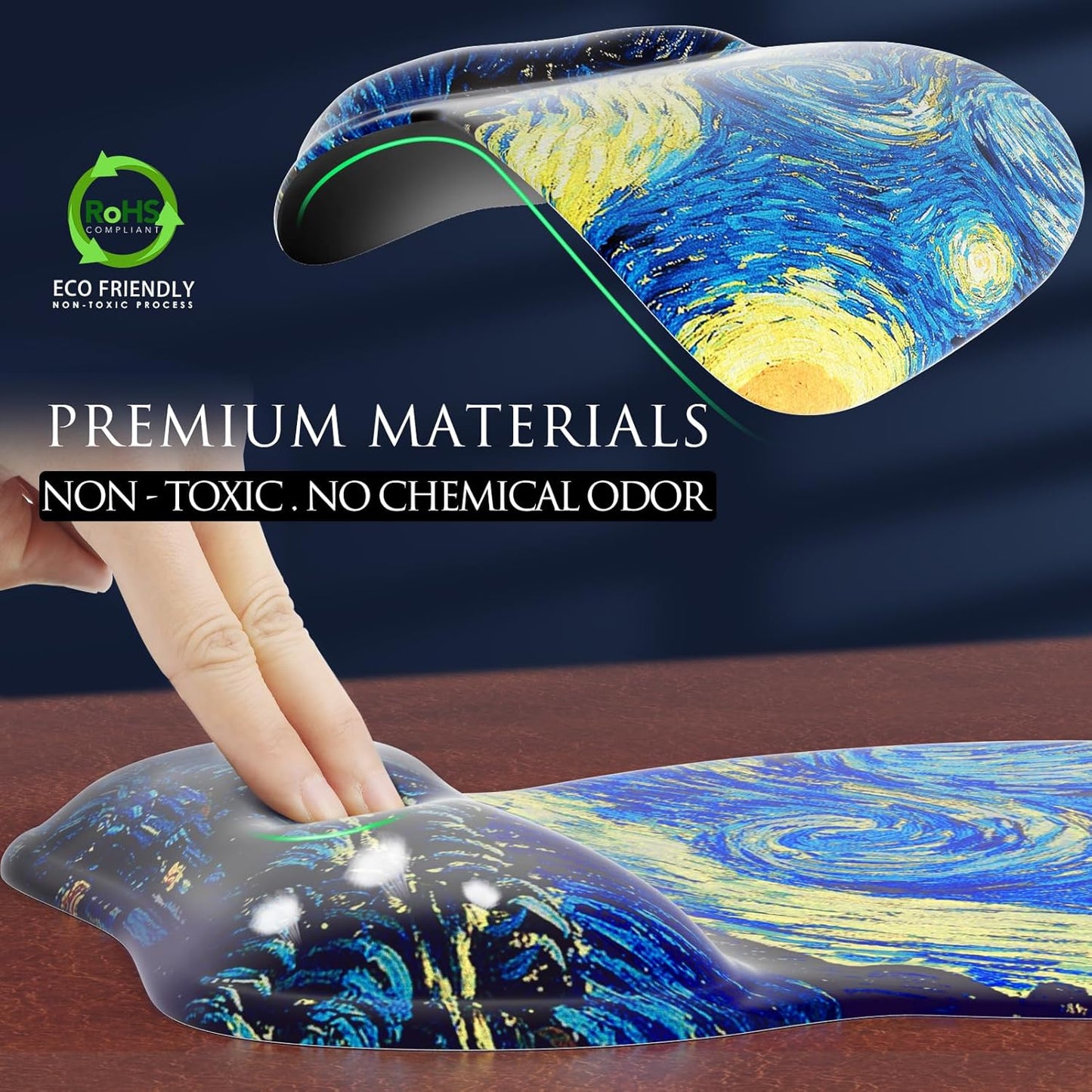 Ergonomic Gel Mouse Pad with Wrist Rest – Non-Slip Base, Smooth Lycra Surface (9.4" x 8.1")