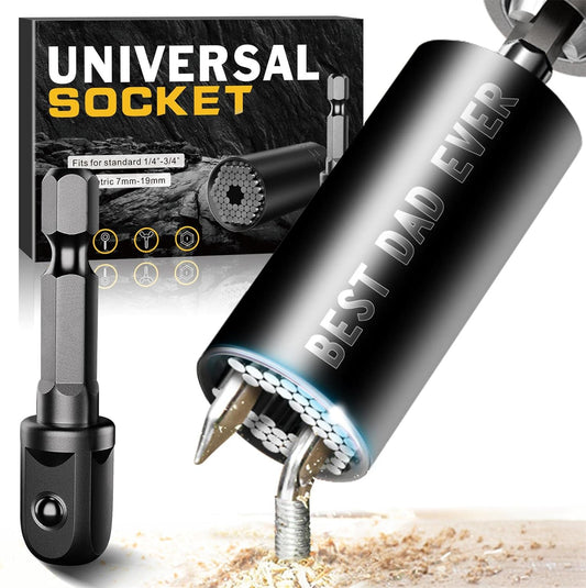 Cool Father's Day Gifts - Universal Socket Wrench - Perfect for Dad, Husband, Grandpa - Birthday & Christmas Stocking Stuffers from Kids - Cadeau Fête des Pères