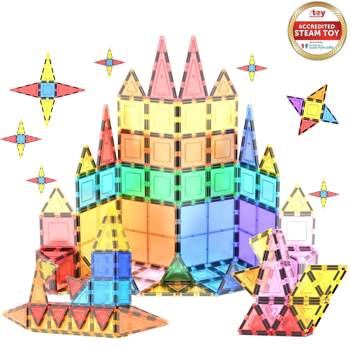 Magnetic Tiles 60pcs Kids Toys, Classroom Sensory Toy for Toddlers, STEM Learning Building Blocks, Montessori Pretend Play Magnet Tile Construction Set for Boys & Girls Ages 3+