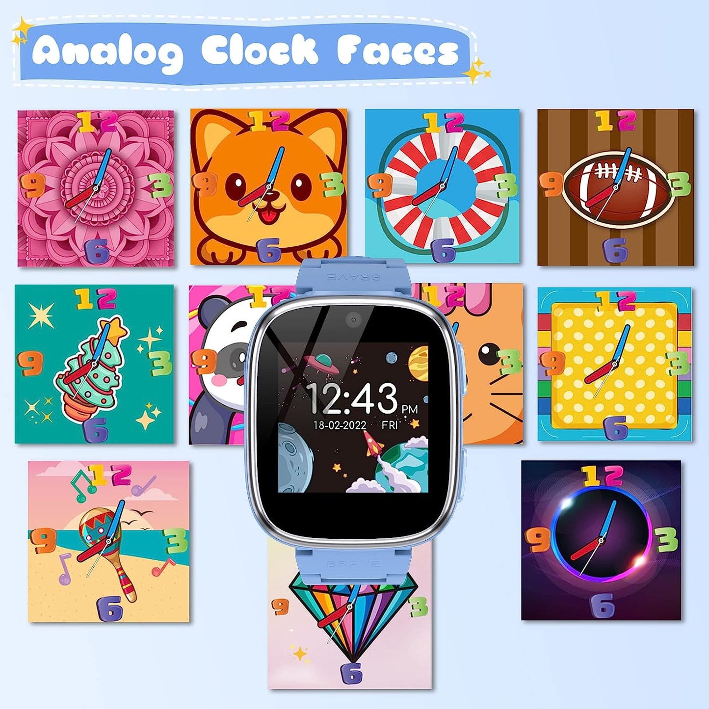 Smart Watch for Kids 4-12 Years Old with 1.54" Touch Screen, 15 Games, best for Birthday Gift (Sky Blue)