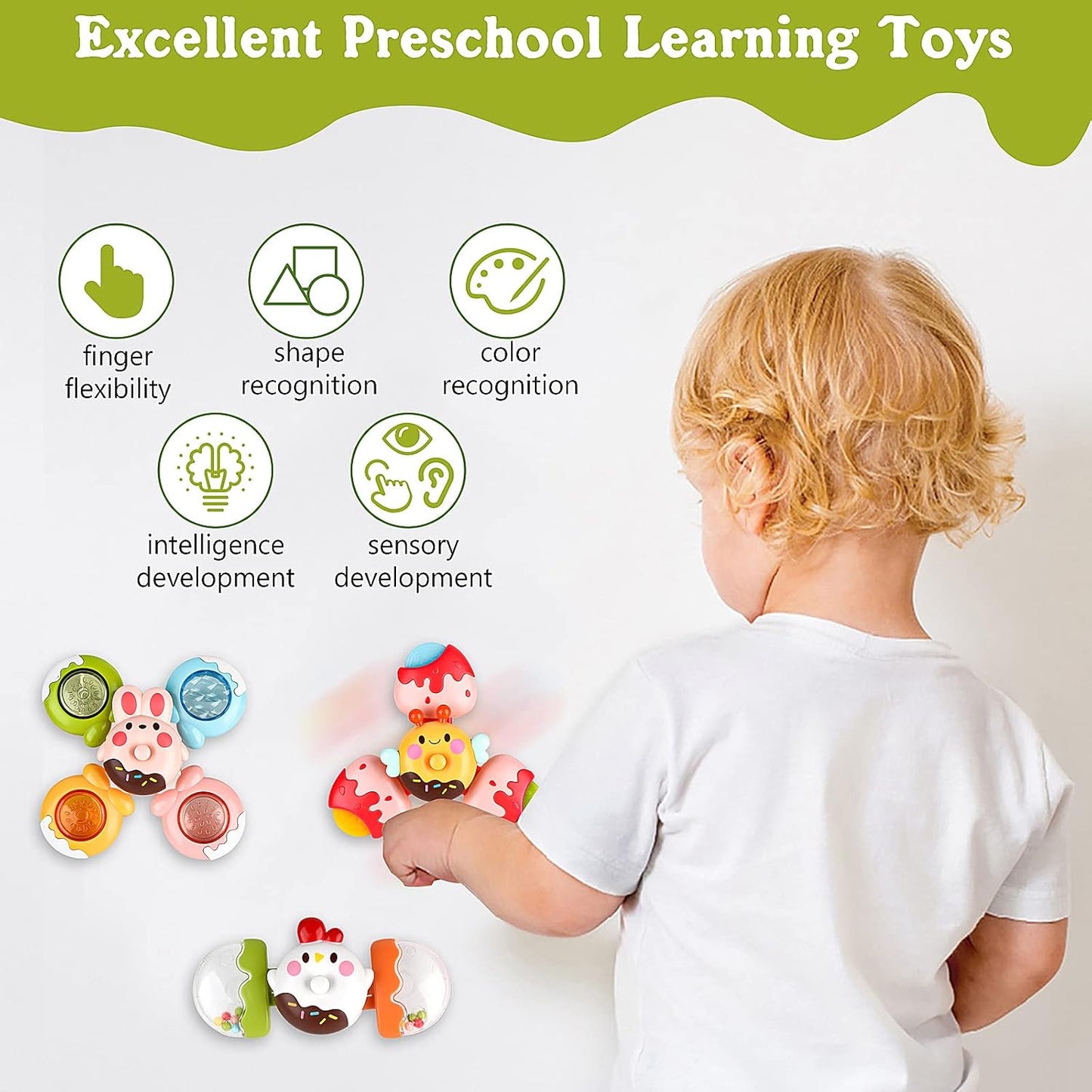 Suction Cup Spinner Sensory Bath Toy – Rotating & Detachable Fun for Babies 12-18 Months & Toddlers 1-3 (Perfect Birthday Gift for Boys & Girls)