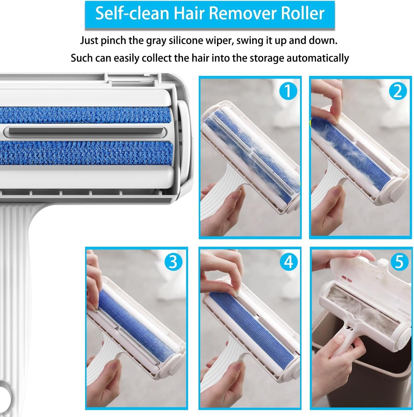 Reusable Pet Hair Remover Roller – Effortless Fur Removal for Dogs & Cats on Carpets, Furniture, Clothes, Bedding & More