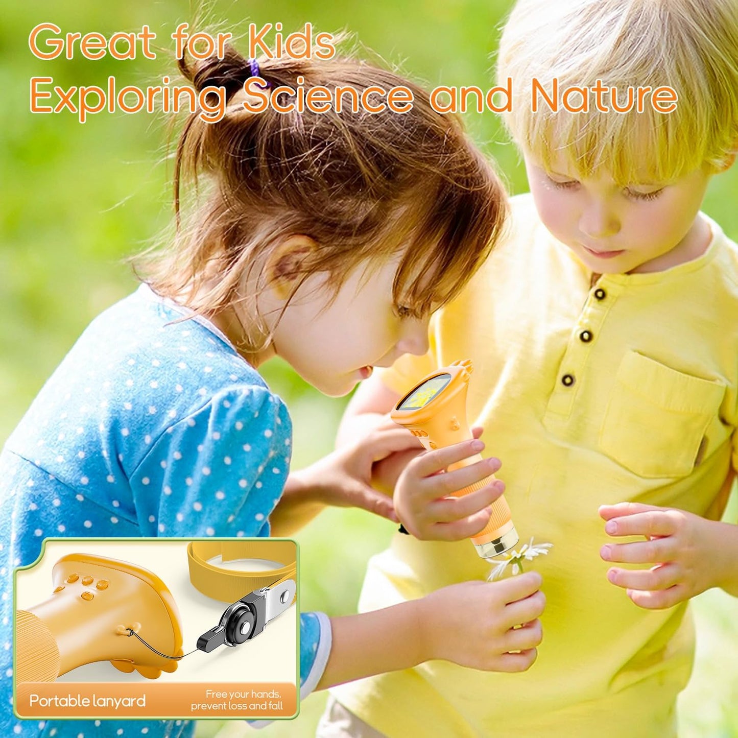 1000X Handheld Digital Microscope for Kids – 2" IPS Screen, HD Portable Mini USB Microscope Camera, PC Compatible, Educational Science Fun Gift for Children & Students (Orange)