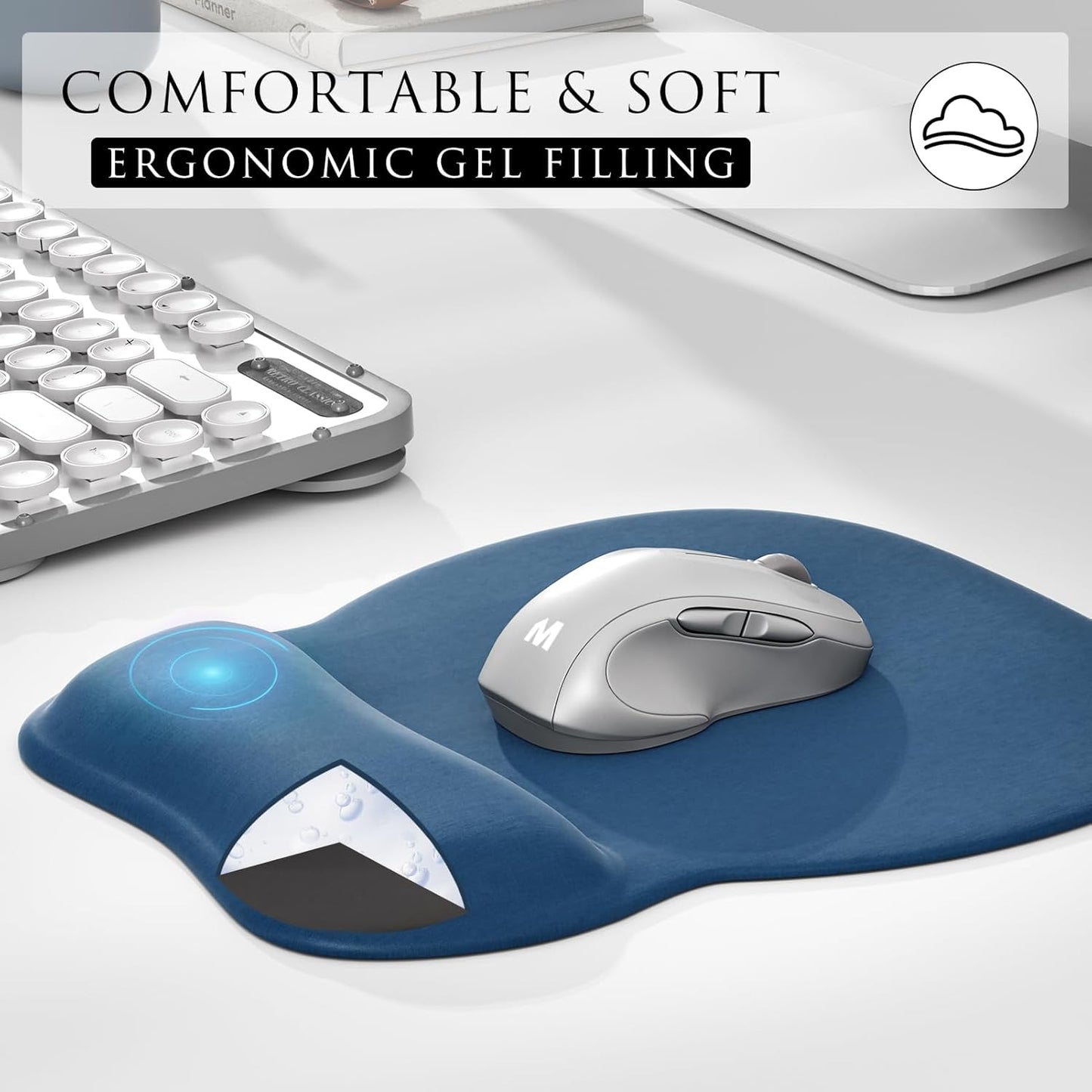 Ergonomic Gel Mouse Pad with Wrist Rest – Non-Slip Base, Smooth Lycra Surface (9.4" x 8.1")