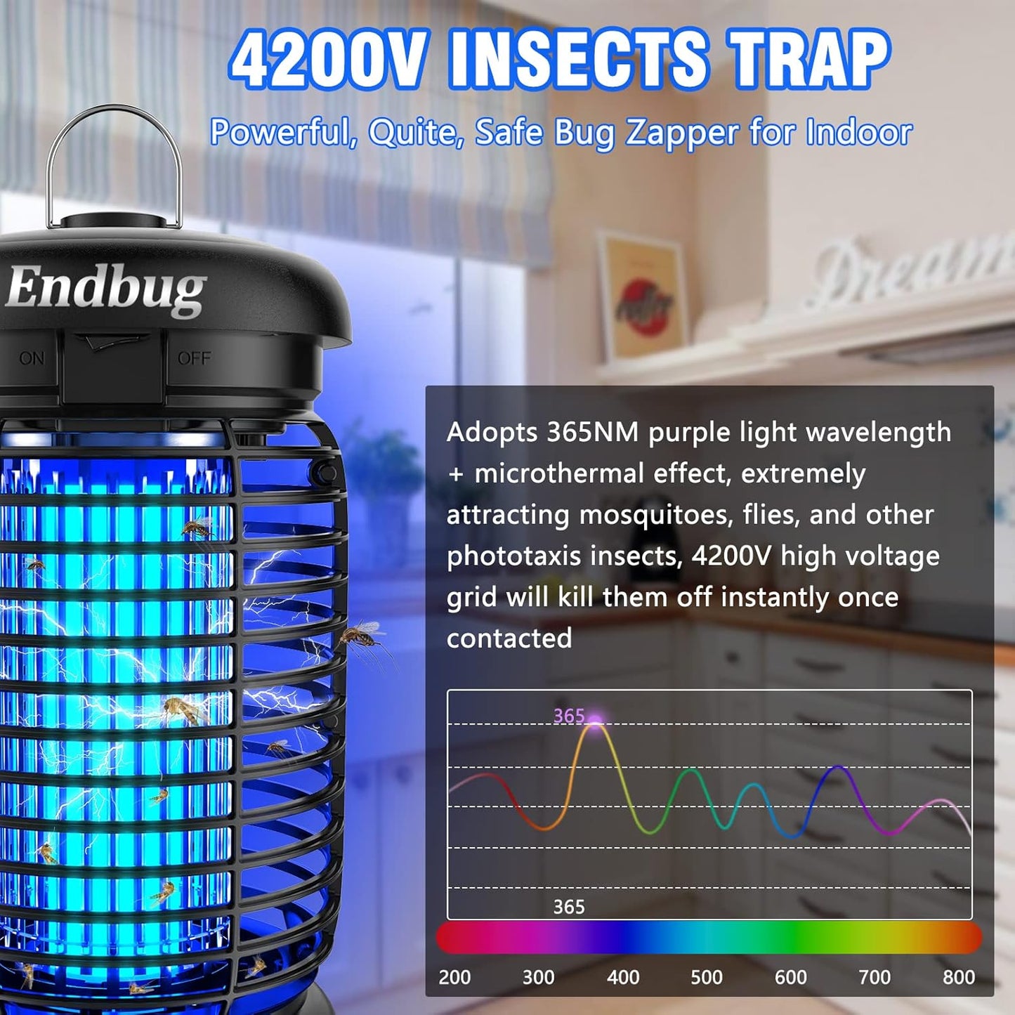 Endbug 2-in-1 Outdoor Bug Zapper with LED Light and 4200V Grid