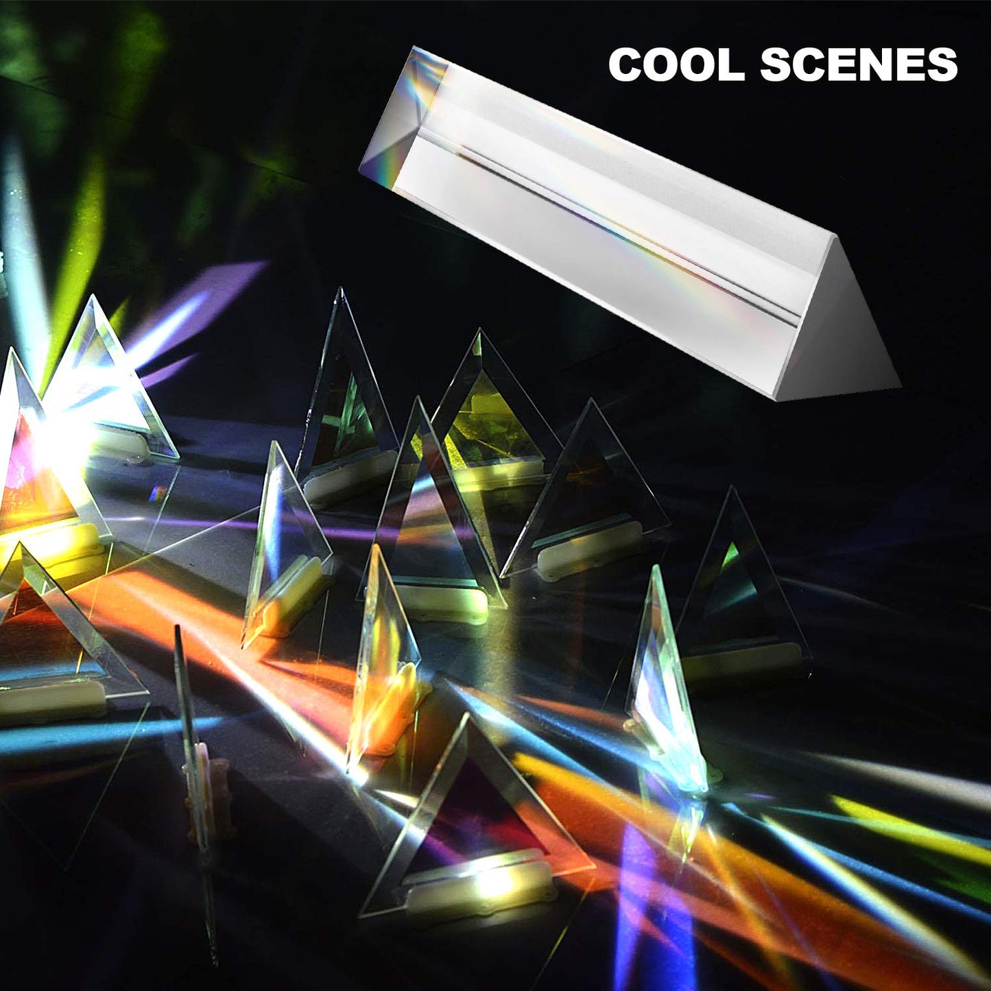 2-Pack 6" Optical Glass Triangular Prism – Premium Crystal for Photography, Light Refraction, Science Experiments & Teaching (150mm)