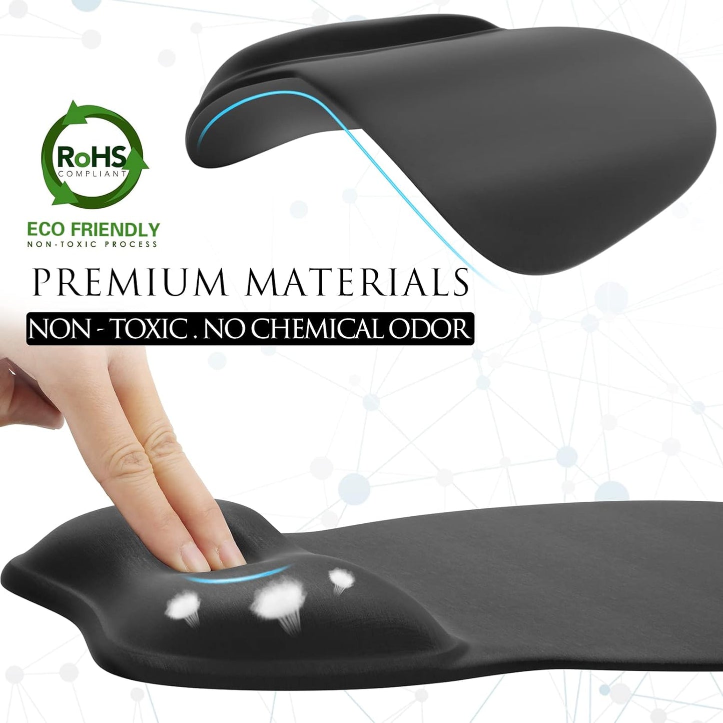 Ergonomic Gel Mouse Pad with Wrist Rest – Non-Slip Base, Smooth Lycra Surface (9.4" x 8.1")