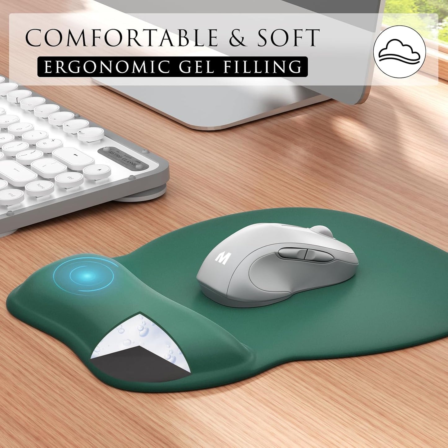 Ergonomic Gel Mouse Pad with Wrist Rest – Non-Slip Base, Smooth Lycra Surface (9.4" x 8.1")