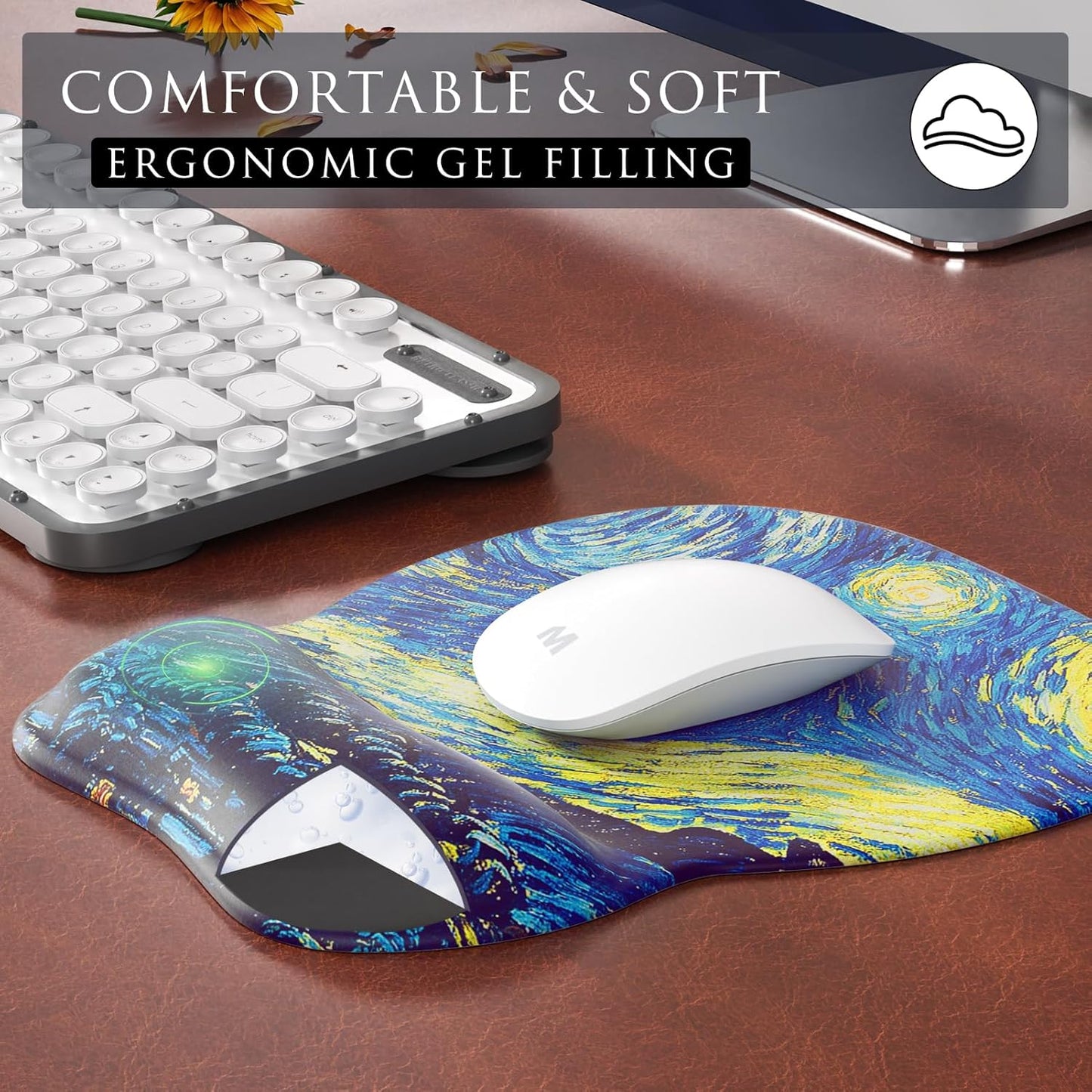 Ergonomic Gel Mouse Pad with Wrist Rest – Non-Slip Base, Smooth Lycra Surface (9.4" x 8.1")