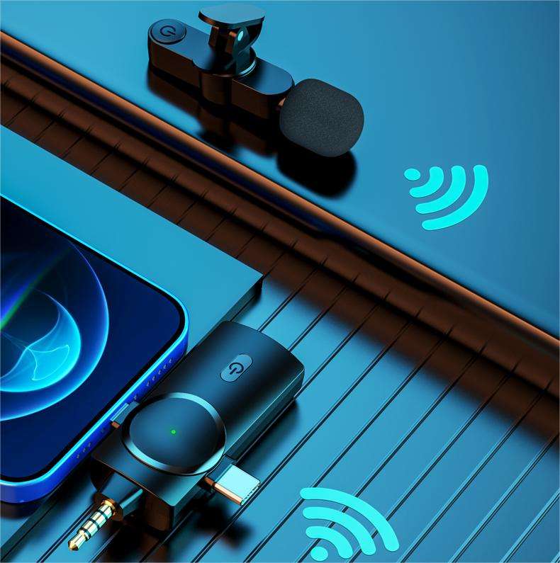 Ultrend 3-in-1 Dual Wireless Lavalier Microphone – 2.4G, 120m Range, Noise Reduction, 360° Pickup | Micro-Cravate Sans Fil Double pour iPhone/Android/Camera