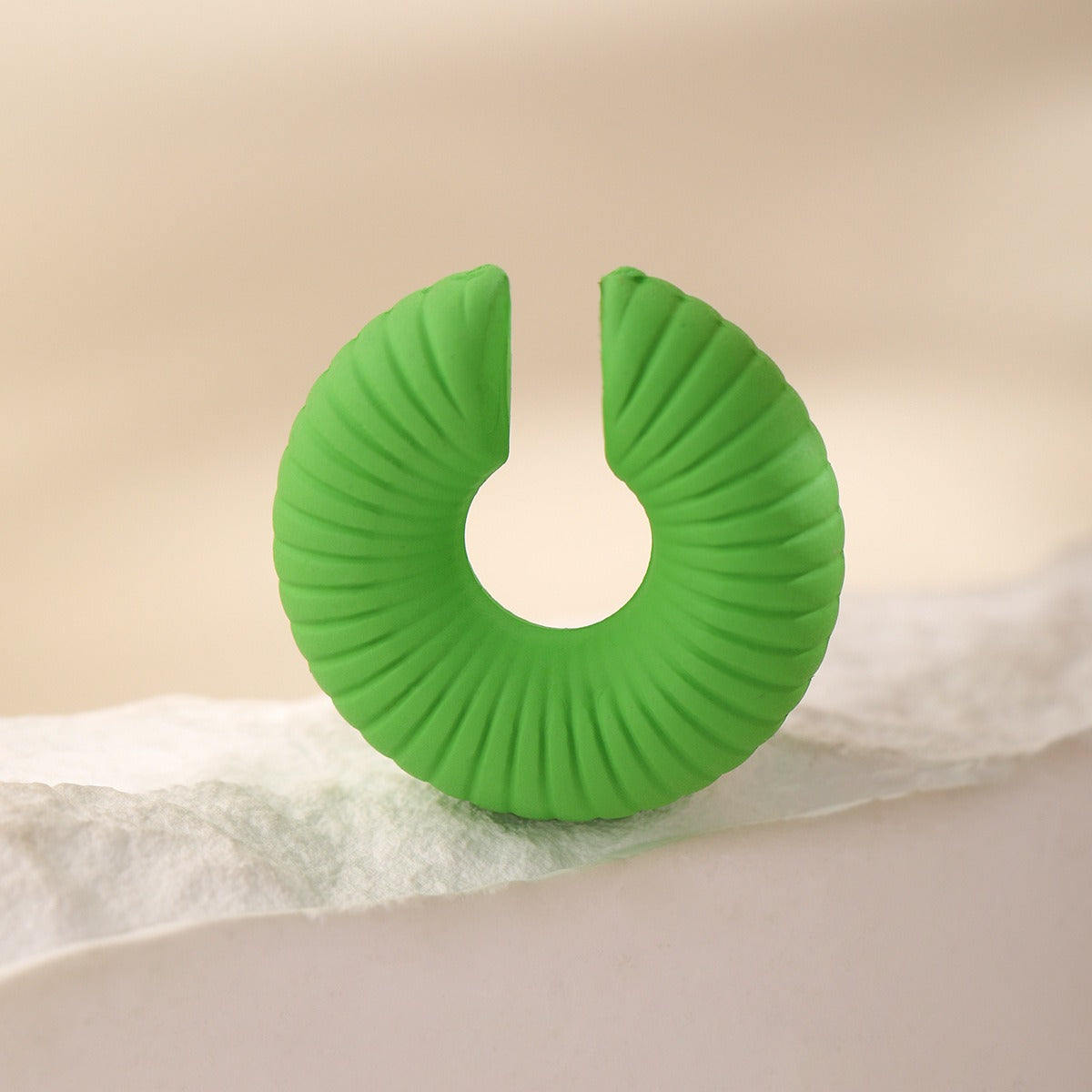 Simple Colorful Threaded Stripes No Piercing Ear Clip Single Ear Bone Nail Women's Trendy Circle Ear Clip