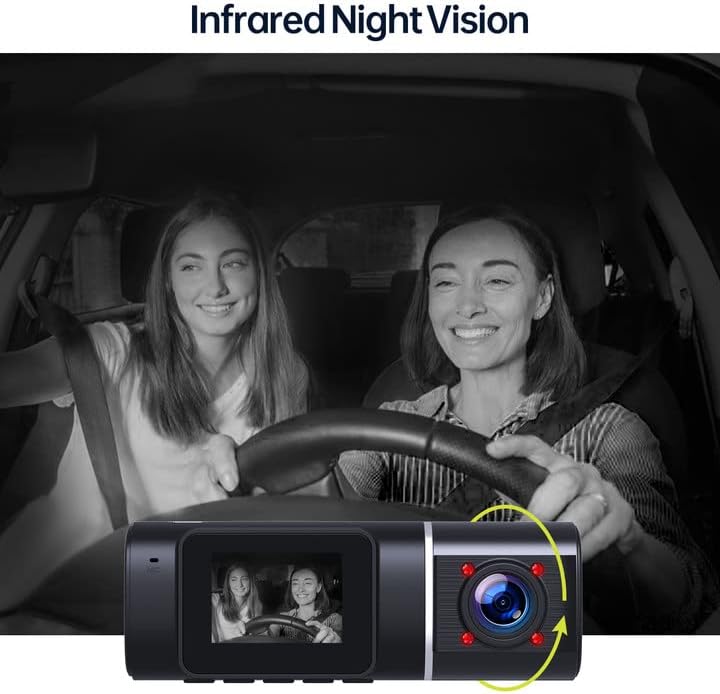 3-Channel Dash Cam with IR Night Vision and 64GB SD Card