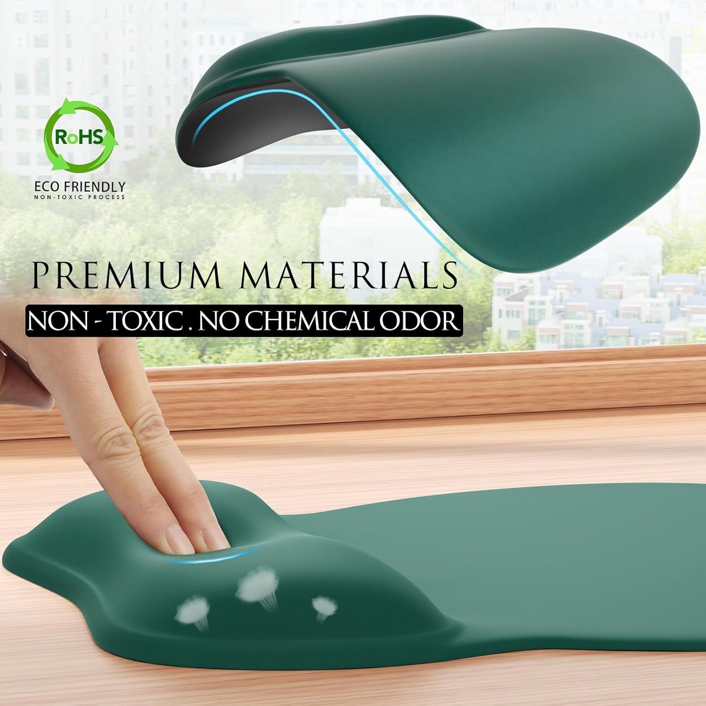 Ergonomic Gel Mouse Pad with Wrist Rest – Non-Slip Base, Smooth Lycra Surface (9.4" x 8.1")