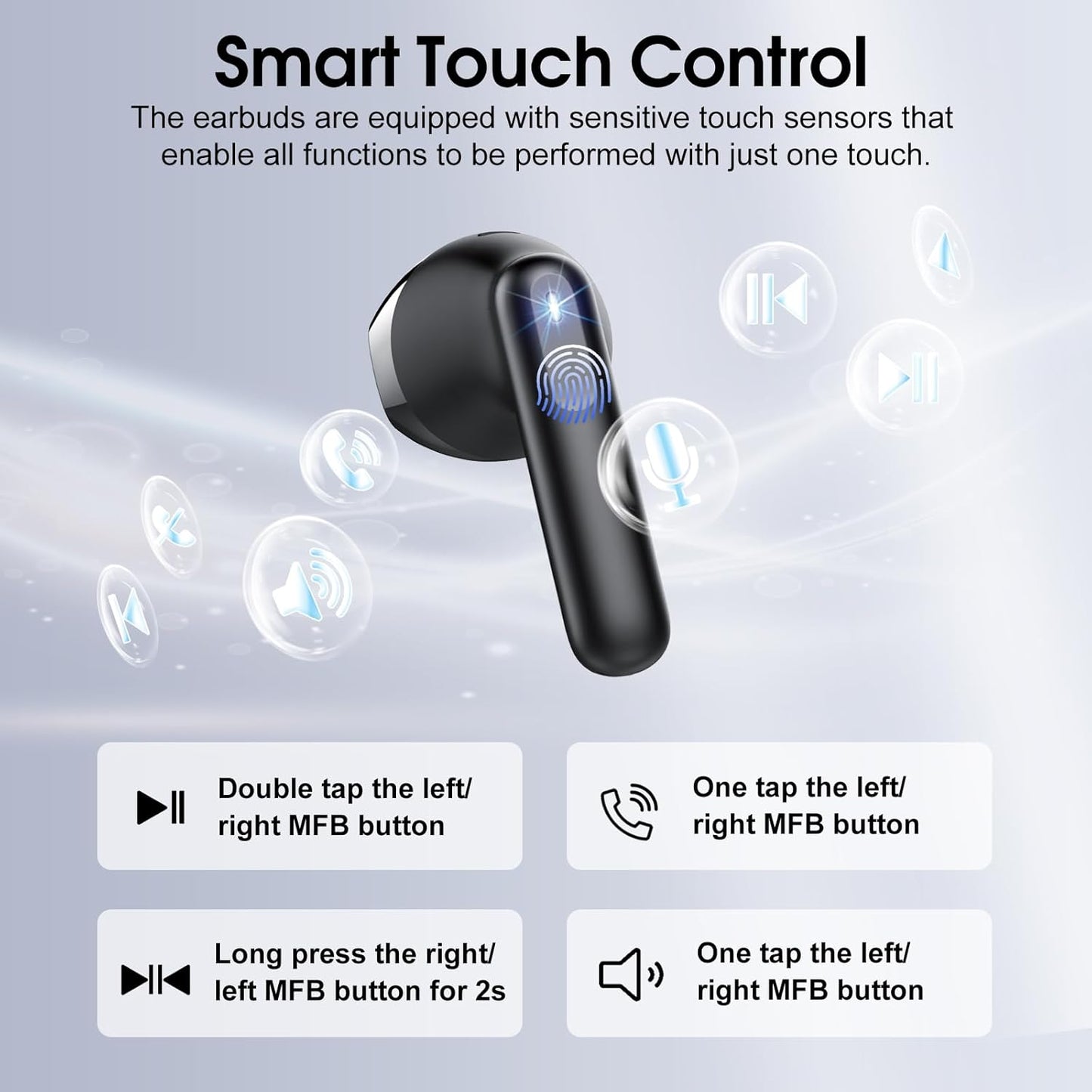 2025 New Bluetooth 5.4 Wireless Earbuds – Mini HiFi Stereo with 4 ENC Noise Cancelling Mics, 40H Battery, USB-C, IP7 Waterproof – Ideal for Sports & Workouts