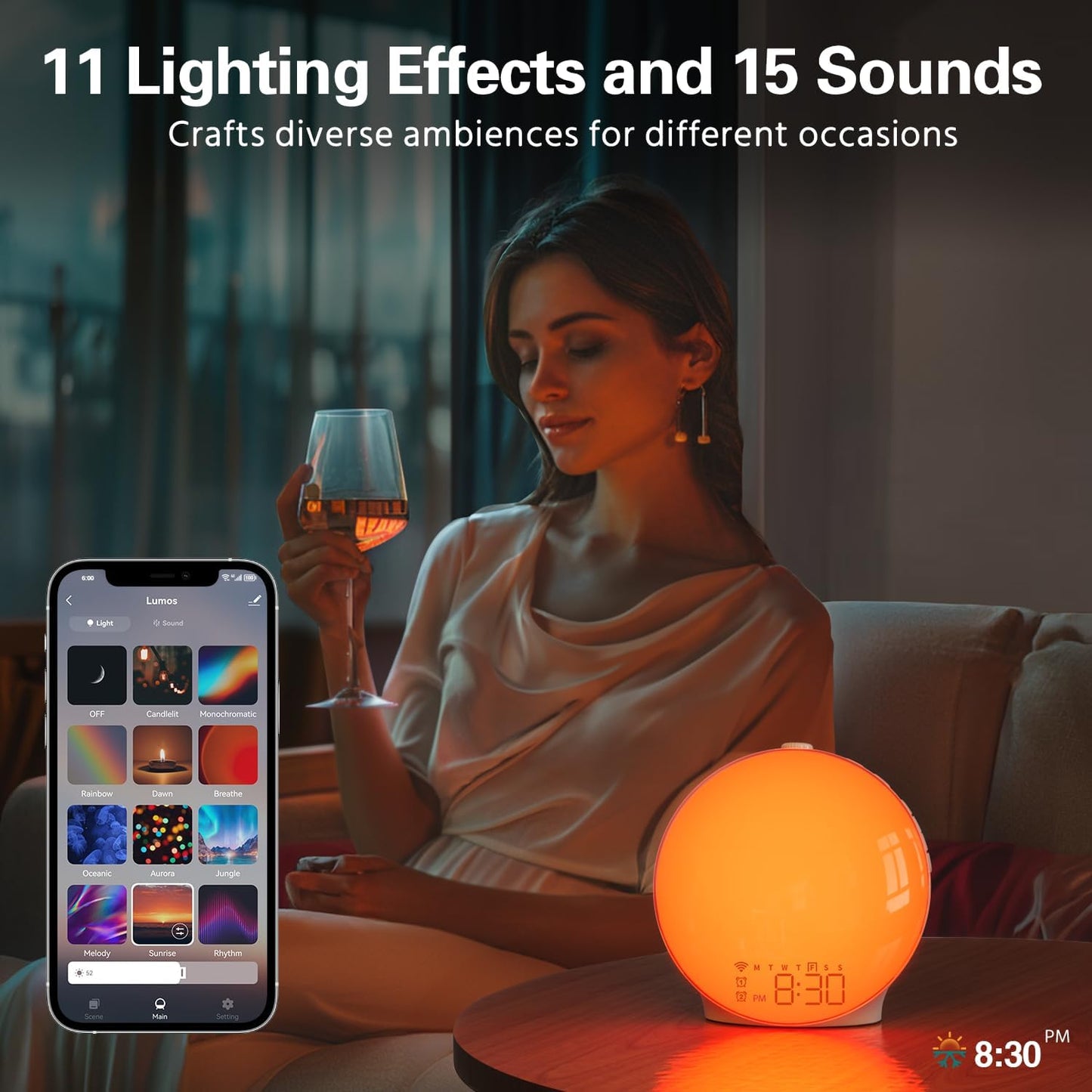 Sunrise Alarm Clock with Smart APP Control, Sunrise Simulation, Noise Sound Machine, Dual Alarms, FM Radio - Enhance Your Morning Routine, Alarm Clocks for Bedrooms