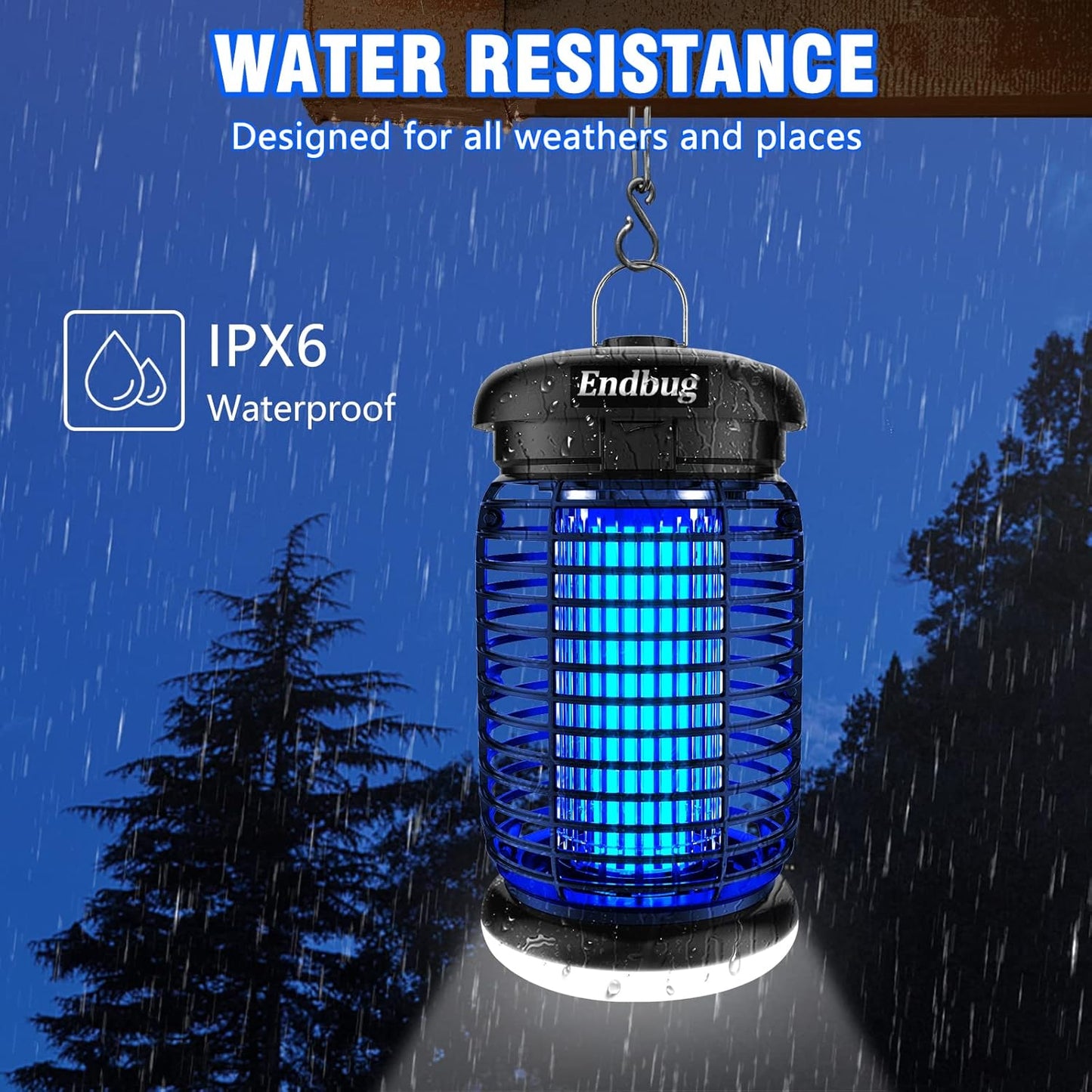 Endbug 2-in-1 Outdoor Bug Zapper with LED Light and 4200V Grid