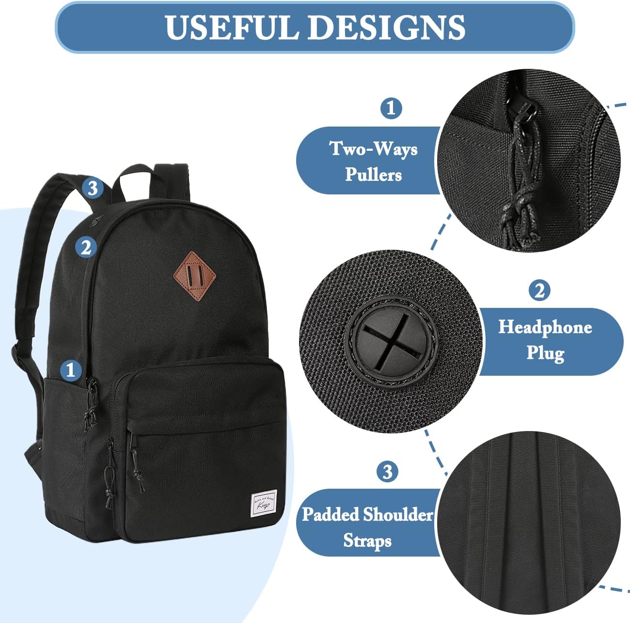 BlackTrail 15.6" Water-Resistant School Backpack with Laptop Compartment