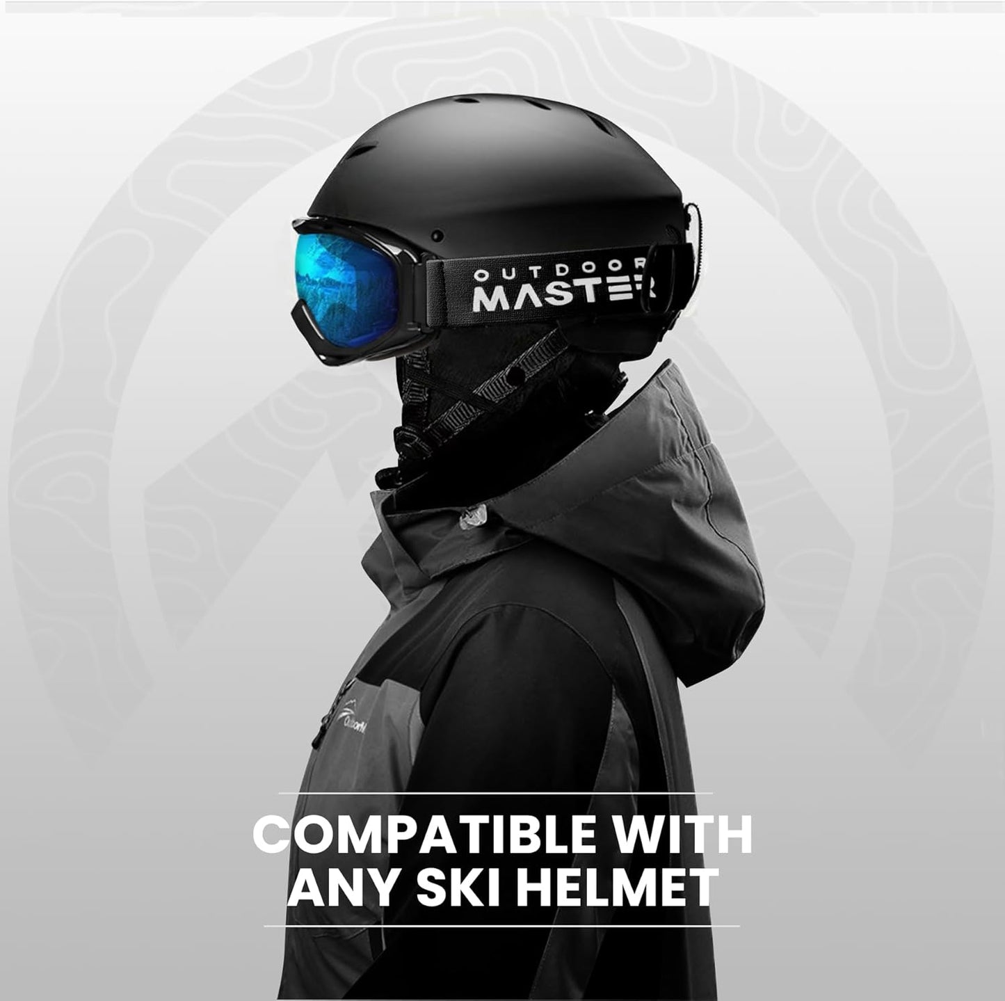 OTG (Over-the-Glasses) Design Ski & Snowboard Goggles for Men, Women & Youth with 100% UV Protection (Black/Blue)