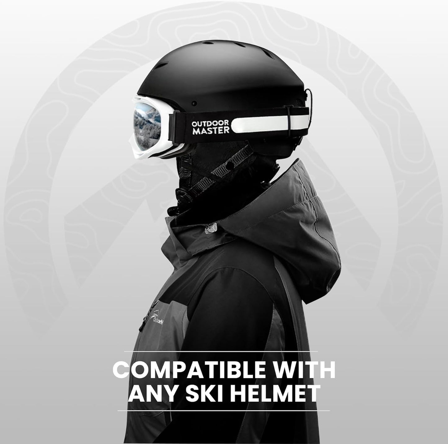 OTG (Over-the-Glasses) Design Ski & Snowboard Goggles for Men, Women & Youth with 100% UV Protection (White/Silver)