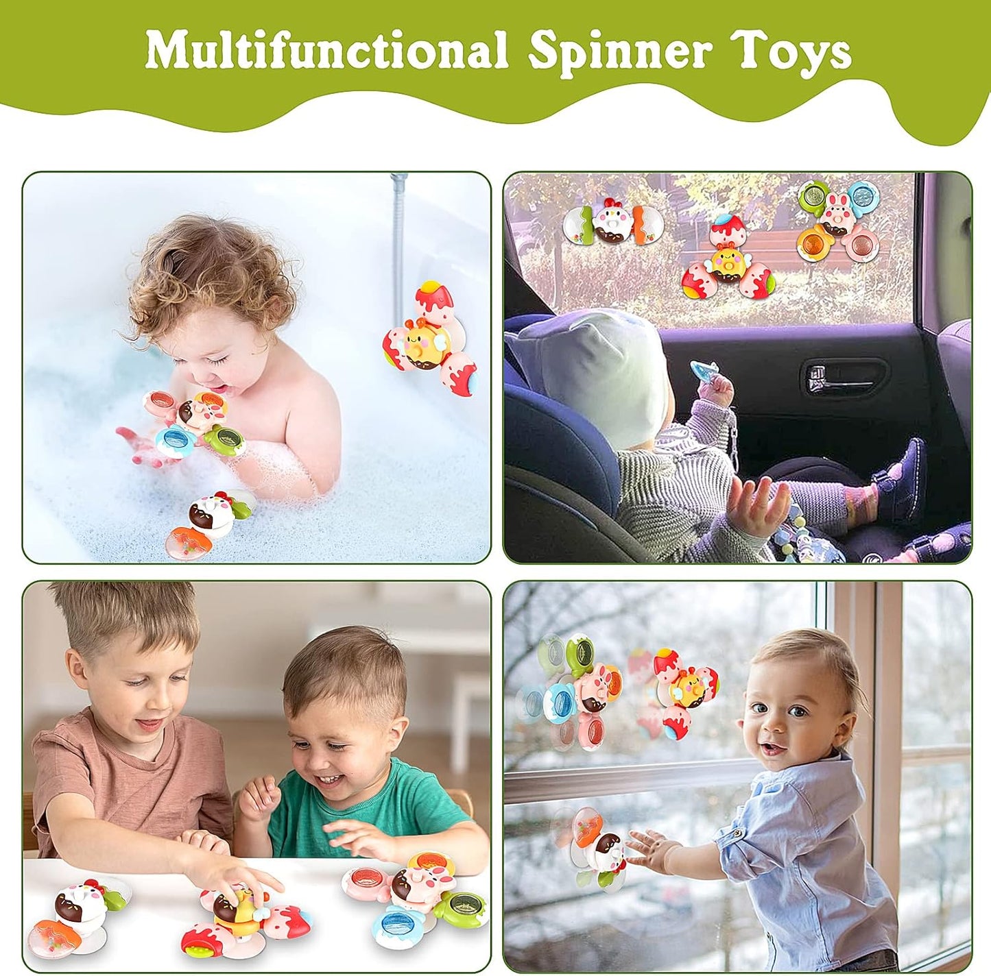 Suction Cup Spinner Sensory Bath Toy – Rotating & Detachable Fun for Babies 12-18 Months & Toddlers 1-3 (Perfect Birthday Gift for Boys & Girls)