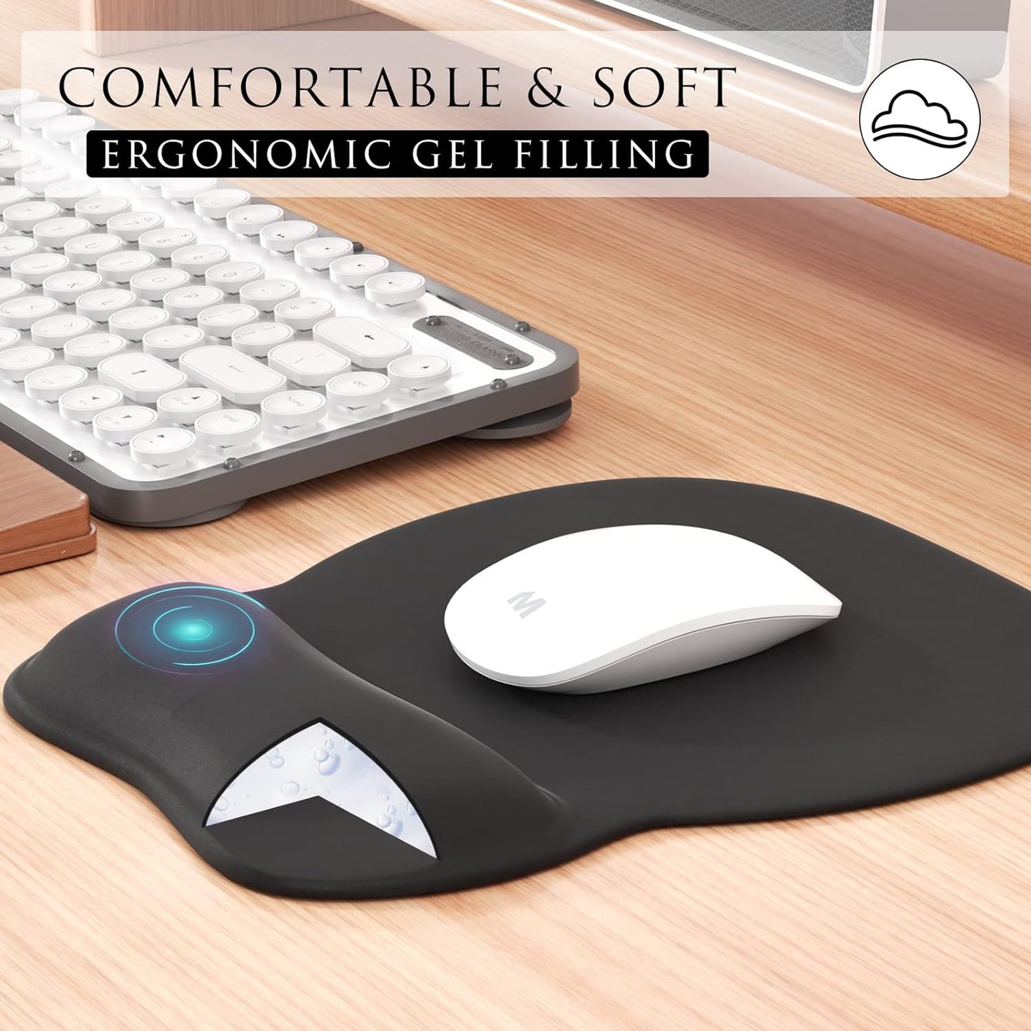 Ergonomic Gel Mouse Pad with Wrist Rest – Non-Slip Base, Smooth Lycra Surface (9.4" x 8.1")