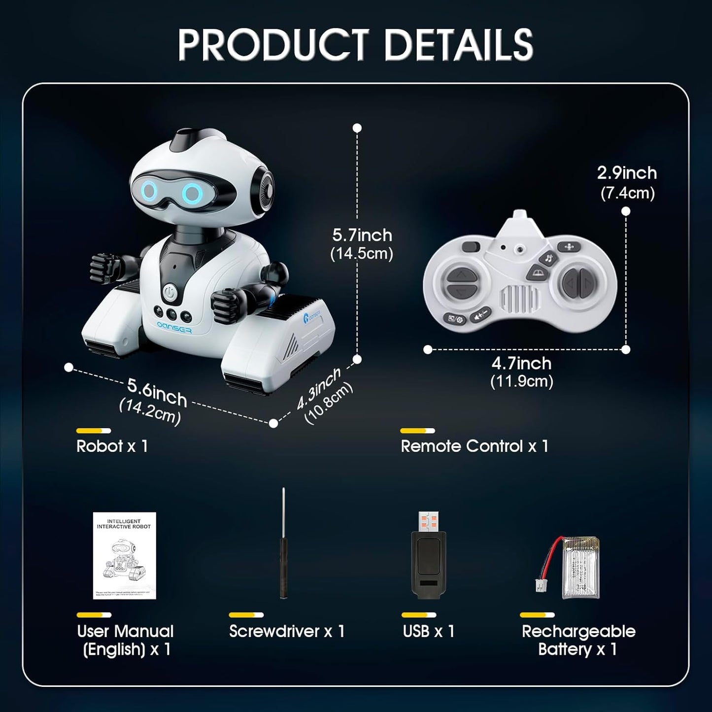 Remote Control Robot Toy for Kids, 2.4GHz with Music & LED Eyes, RC Toy for Boys/Girls, Perfect for 3-12 Year Olds, Christmas, Birthday & Festival Gift