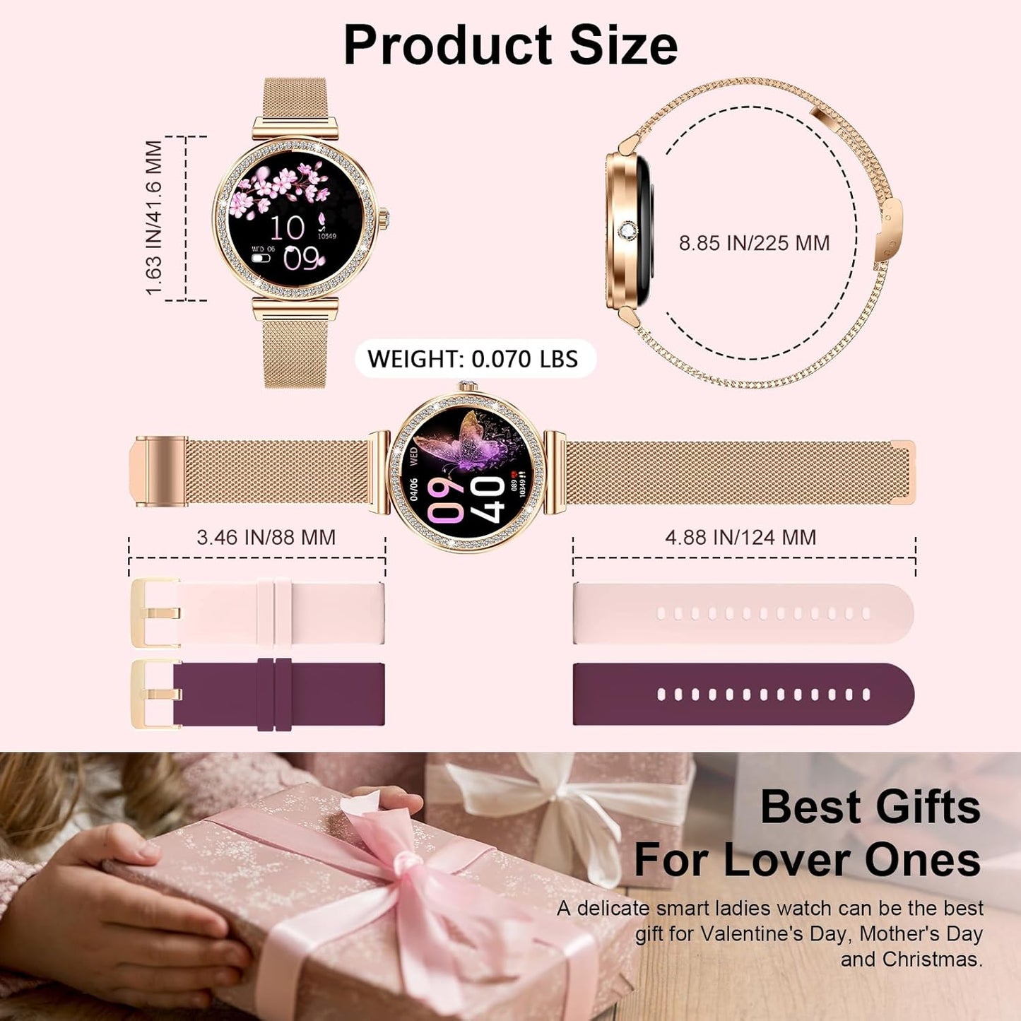 HER Luxury Smart Watch with Bluetooth Calling, 1.32" Custom Dial Fitness Tracker – Heart Rate, Sleep & Step Monitor, Waterproof, Android & iPhone Compatible