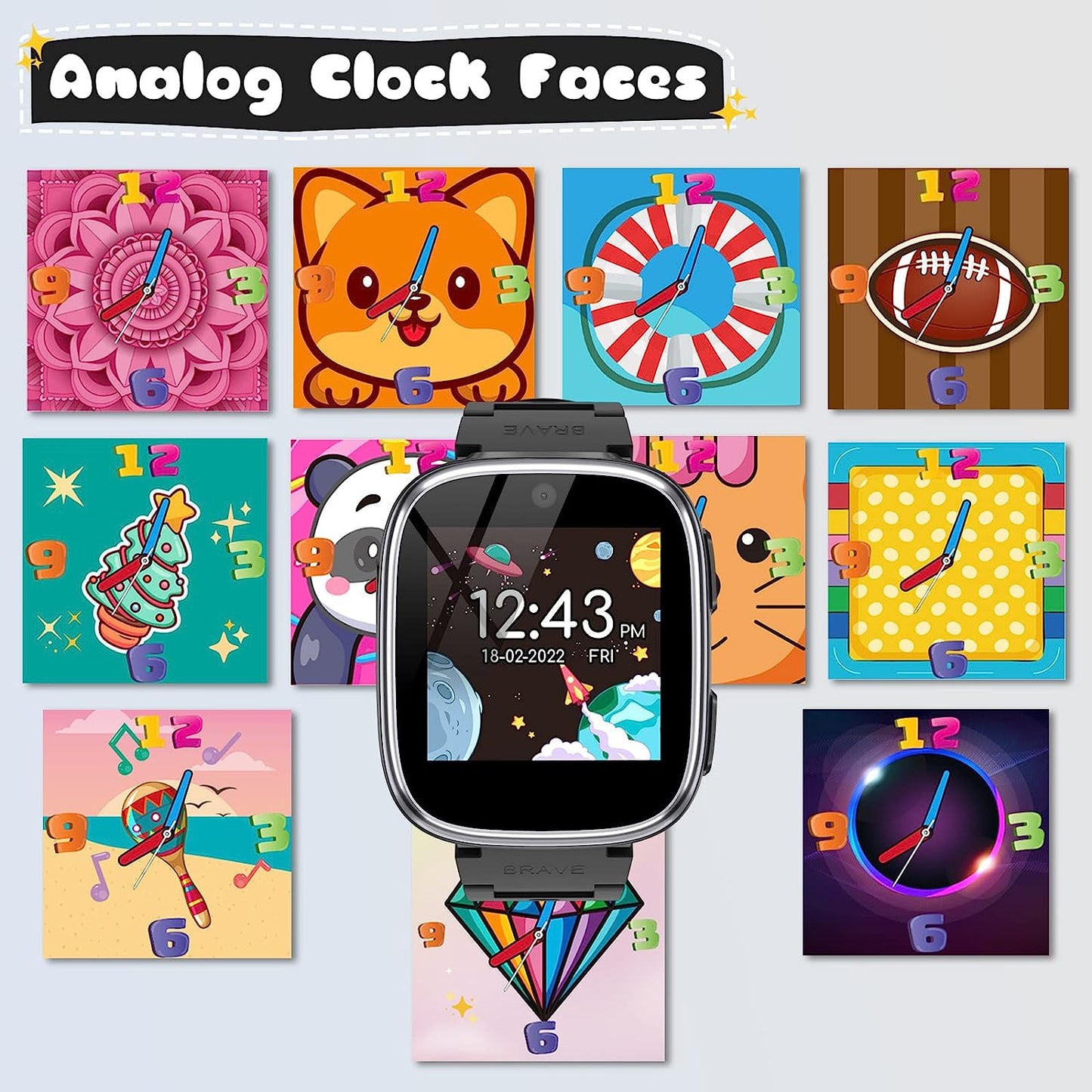Smart Watch for Kids 4-12 Years Old with 1.54" Touch Screen, 15 Games, best for Birthday Gift (Black)