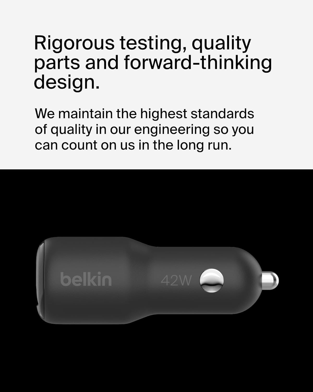 Belkin BoostCharge 42W Dual Car Charger – USB-C 30W PPS & USB-A Fast Charging