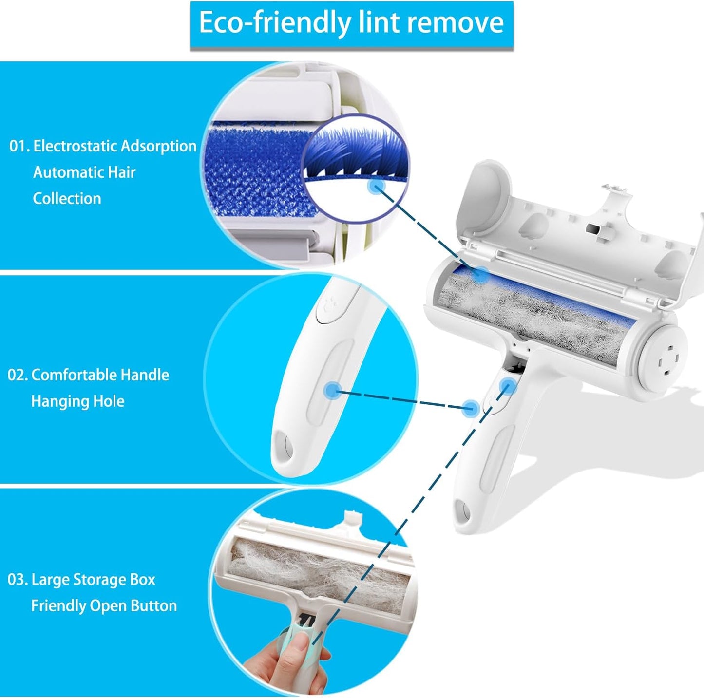 Reusable Pet Hair Remover Roller – Effortless Fur Removal for Dogs & Cats on Carpets, Furniture, Clothes, Bedding & More