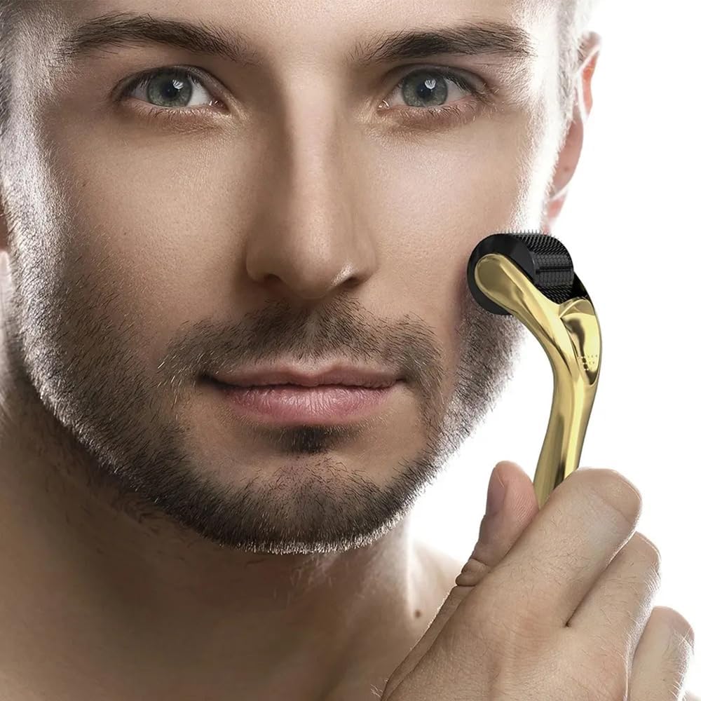 Titanium Microneedle Derma Roller – 1.0MM for Face, Beard & Skincare – Professional Micro Needling Tool for Men & Women with Storage Case