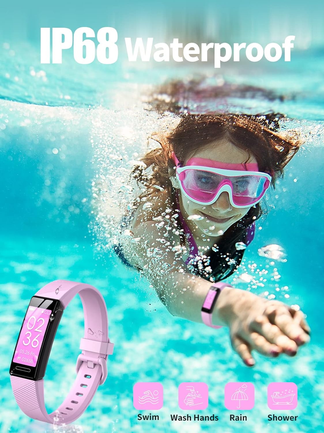Waterproof Kids Fitness Tracker Watch for Boys & Girls (Ages 5-16), Heart Rate & Sleep Monitor, Calorie Counter, 11 Sport Modes, Replaceable Band – Activity Watch for Active Kids