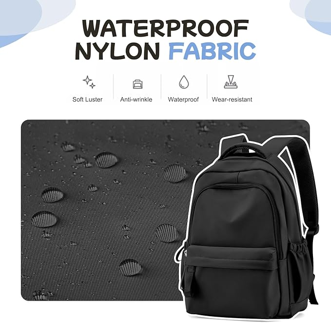 Urban-Nomad School Backpack – College & Travel Laptop Bag for Women, Men & Teens (Black)