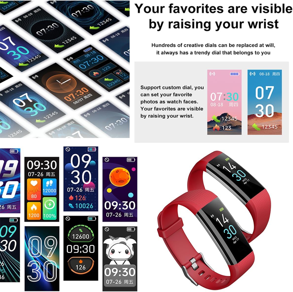 Fitness Tracker Watch with Heart Rate & Sleep Monitor, Step Counter, Calorie Tracker & Multi-Sport Modes for Android & iOS (RED)