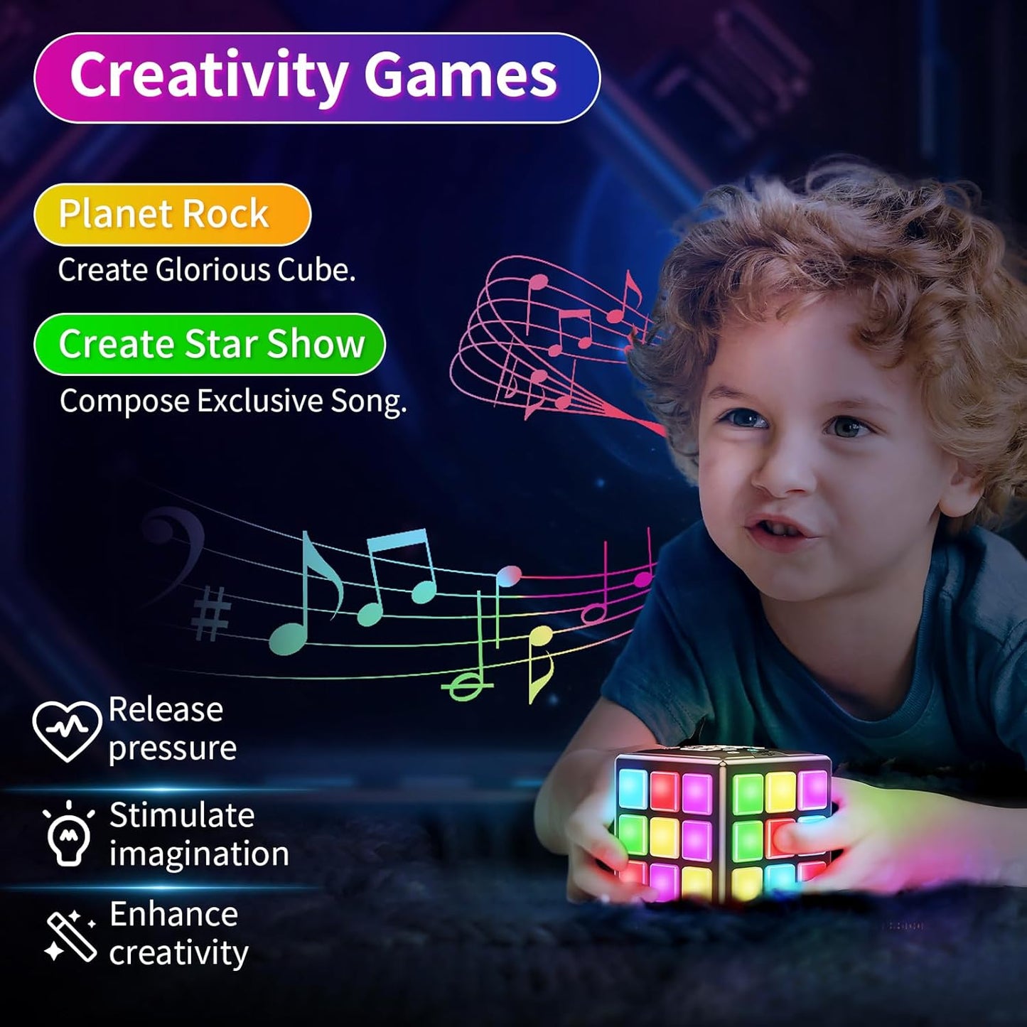 Rechargeable 15-in-1 Game Cube with Score Screen, Fun Brain & Speed Games for Kids - Perfect Christmas & Birthday Gift for Boys and Girls Ages 6-12+ (Black)