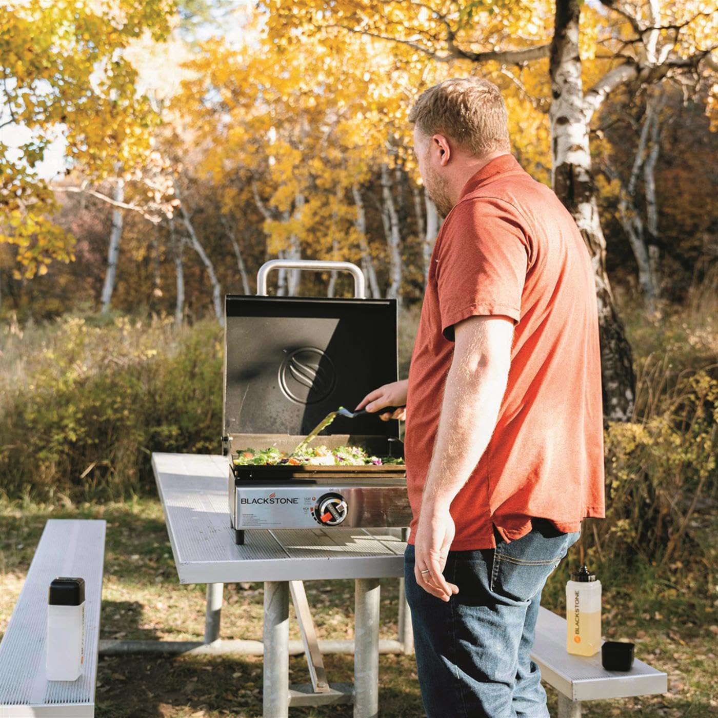 Blackstone 17" Portable Propane Gas Griddle, Stainless Steel Tabletop Flat Top Grill, 12,000 BTU Outdoor Camping BBQ Grill, Black