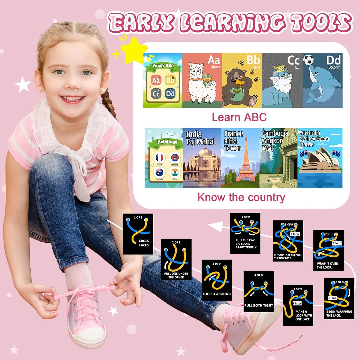 Kids Smart Phone Toy – 2.8" Touchscreen, Dual Cameras, MP3, 13 Games & Habit Tracker (Pink)