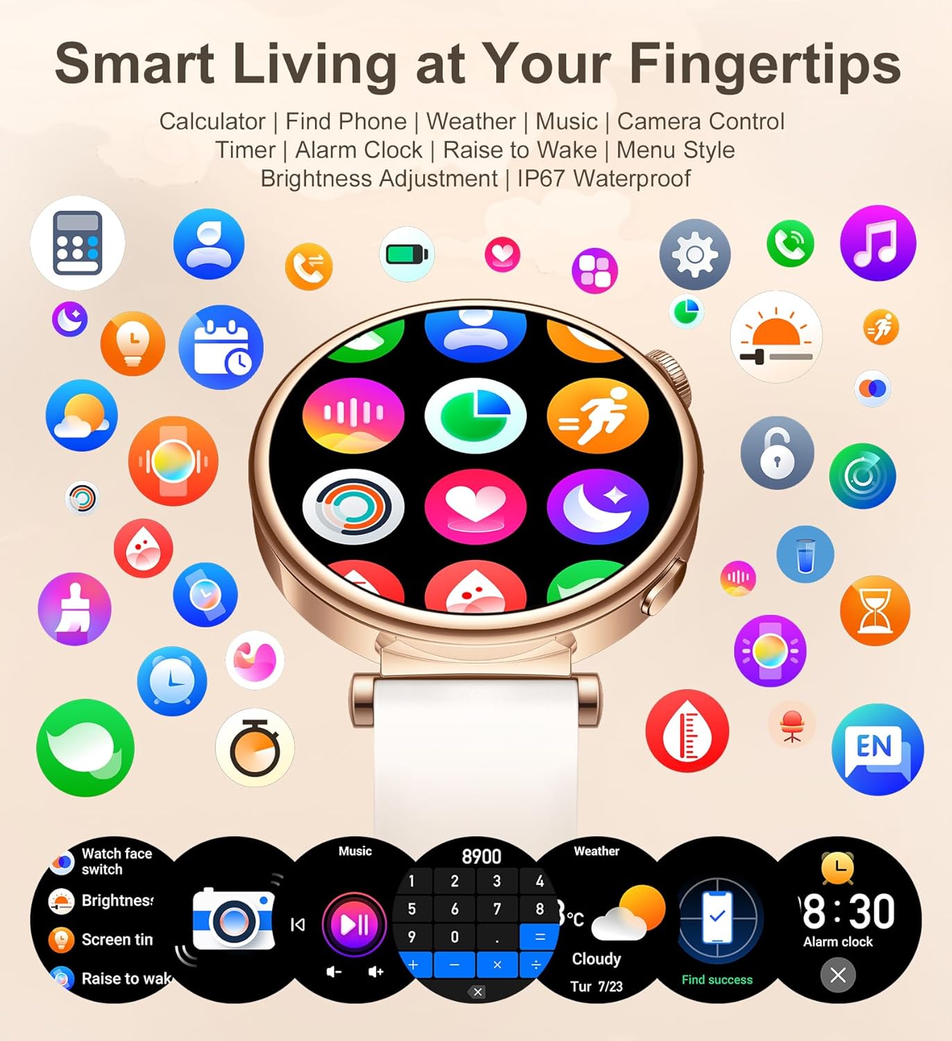 Women’s Smart Watch with Bluetooth Calling – 1.27" Touchscreen Fitness Tracker, 100+ Sports Modes, Health Monitor, Waterproof, for iOS & Android
