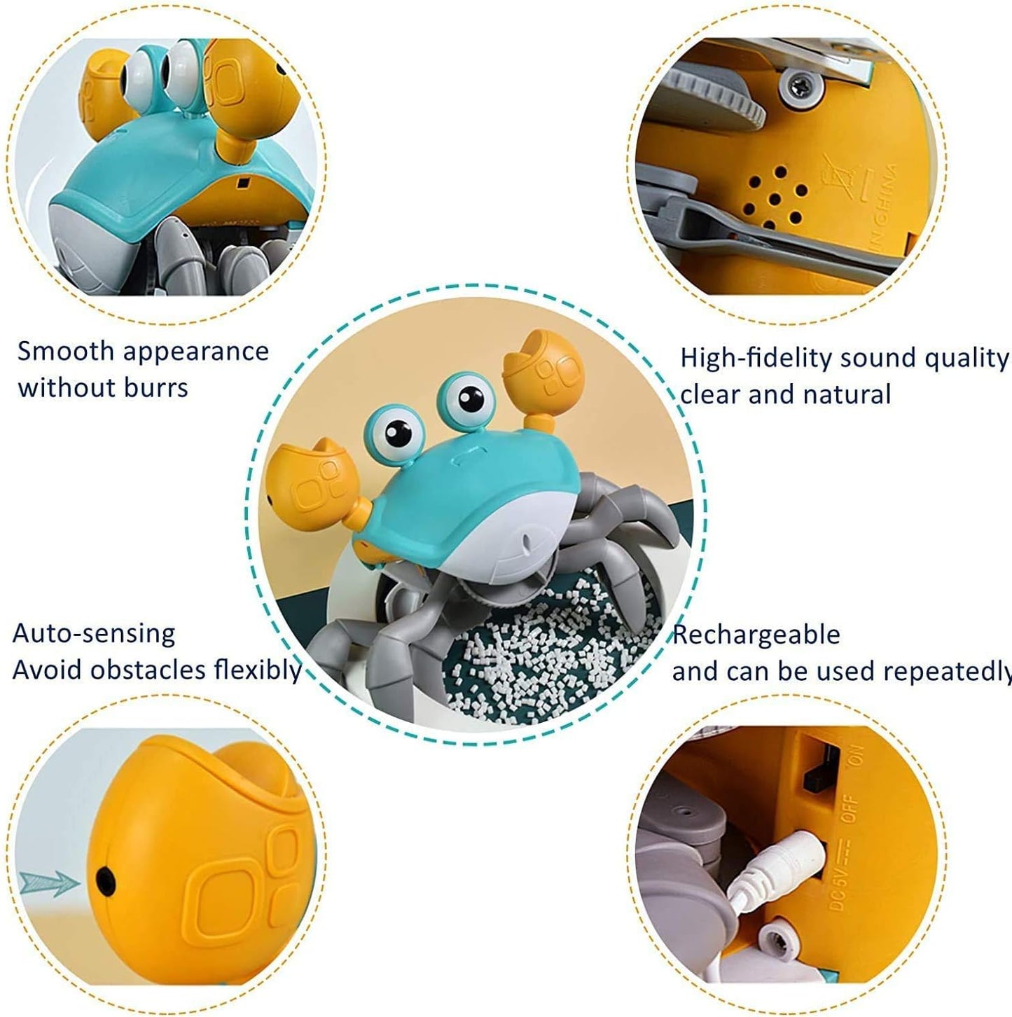 Interactive Crawling Crab Baby Toy - Electronic Light-Up with Music, Perfect for Boys and Girls Learning (Blue)