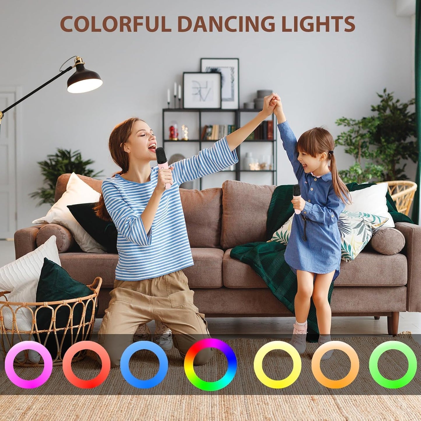 Mini Kids Karaoke Machine 2024, Portable Karaoke Speaker with 1 Wireless Mic & Party Lights, Christmas & Birthday Gift for Girls & Boys Ages 4-12+ (Pink)