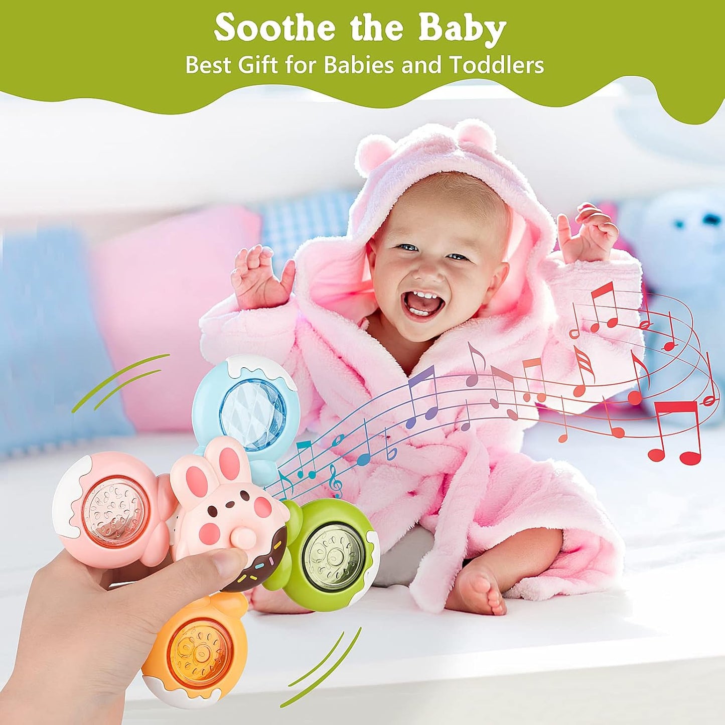 Suction Cup Spinner Sensory Bath Toy – Rotating & Detachable Fun for Babies 12-18 Months & Toddlers 1-3 (Perfect Birthday Gift for Boys & Girls)