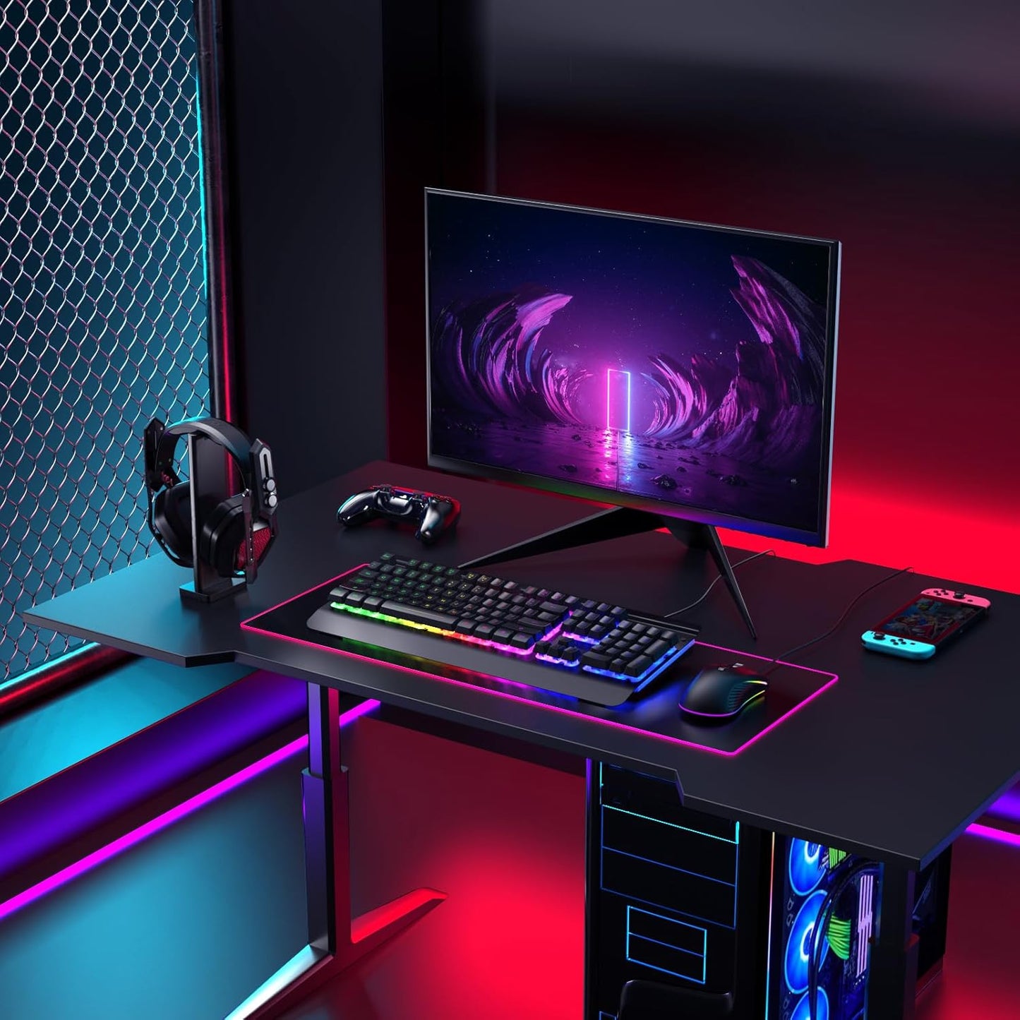 Gaming Keyboard and Mouse Combo, 104 Keys All-Metal Panel Light Up Silent Computer Keyboard, Wrist Rest, LED Backlit 4200 DPI Gaming Mouse, Wired Keyboard Mouse Set for PC MAC Xbox Gamer