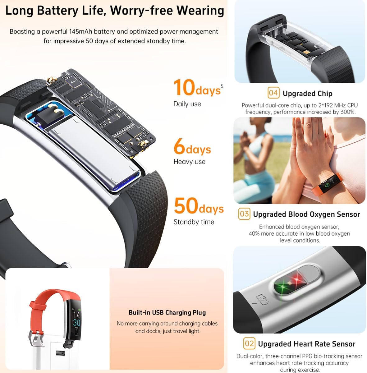 Fitness Tracker Watch with Heart Rate & Sleep Monitor, Step Counter, Calorie Tracker & Multi-Sport Modes for Android & iOS (BLUE)