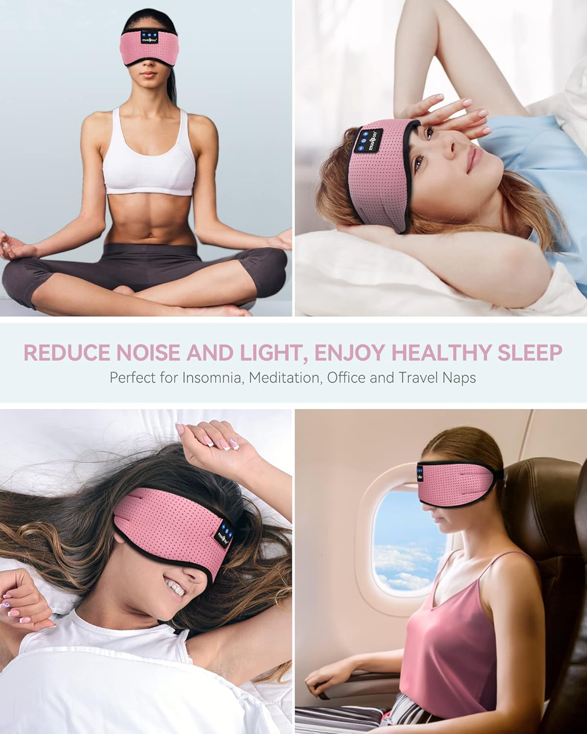 Bluetooth Sleep Headphones Eye Mask – Wireless Music Sleeping Headband for Travel, Office, Relaxation & Gifts for Her