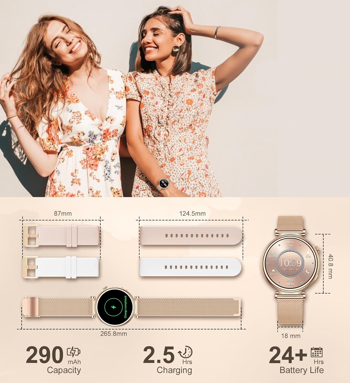 Women’s Smart Watch with Bluetooth Calling – 1.27" Touchscreen Fitness Tracker, 100+ Sports Modes, Health Monitor, Waterproof, for iOS & Android
