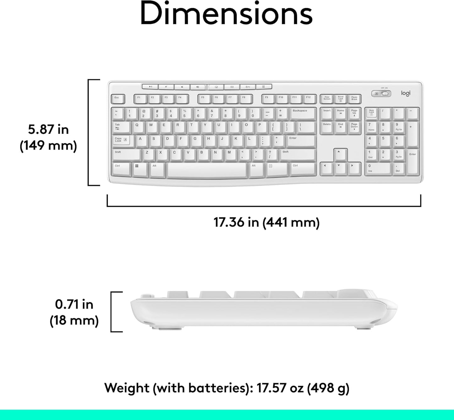 Logitech MK270 Wireless Keyboard and Mouse Combo – 2.4GHz Wireless, Compact Mouse, Long Battery Life, Off White
