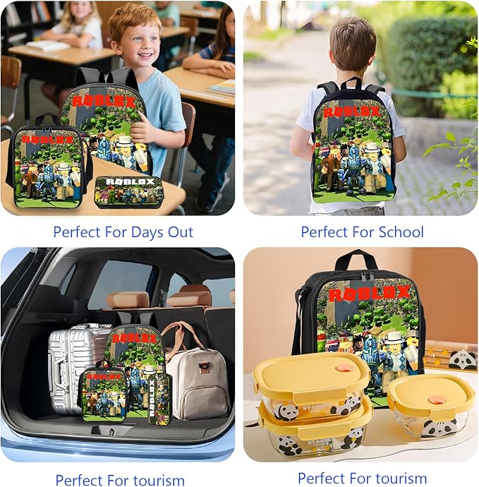 Kids Backpack Set with Lunch Bag & Pencil Case – Cartoon Toddler School Bag